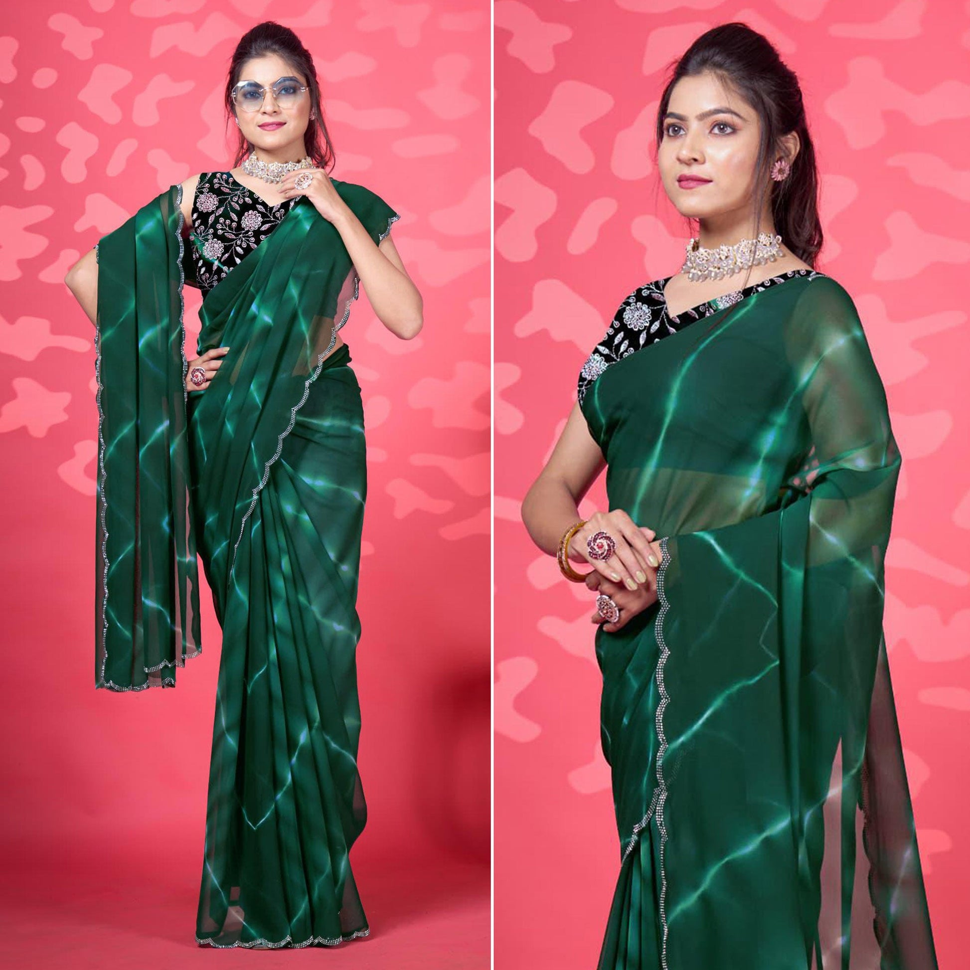 green-leheriya-printed-georgette-saree