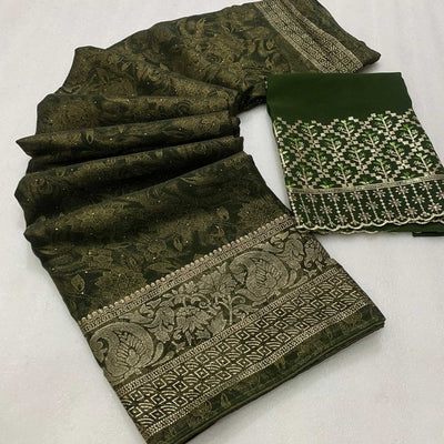 green-floral-foil-printed-georgette-saree-with-tassels-2