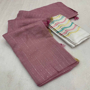 Mauve Sequins Embroidered Organza Saree