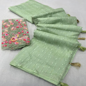 green-sequins-embroidered-organza-saree-with-tassels