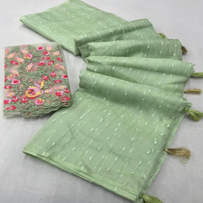 green-sequins-embroidered-organza-saree-with-tassels