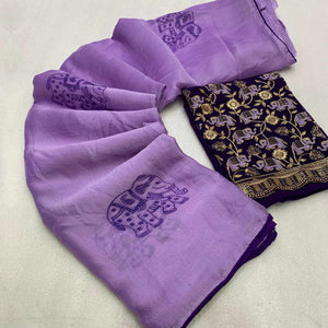 Purple Swarovski Embroidered Art Silk Saree