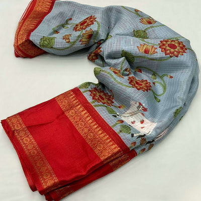 grey-floral-printed-kota-doria-saree