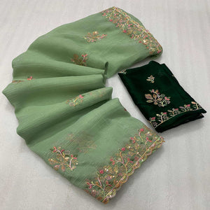 green-floral-embroidered-crunchy-chiffon-saree