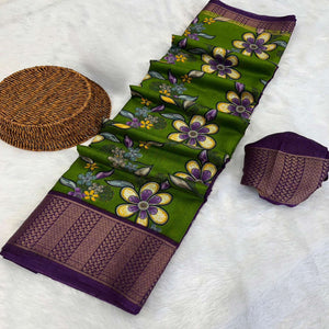 green-floral-printed-dola-silk-saree-with-jacquard-border
