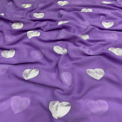 Lavender Embroidered Georgette Saree