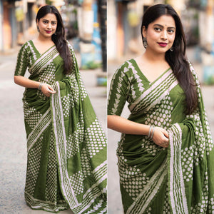 green-printed-chanderi-saree-with-tassels
