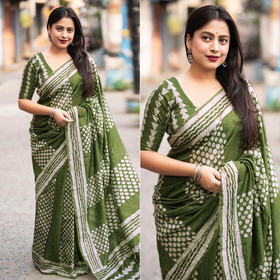 green-printed-chanderi-saree-with-tassels