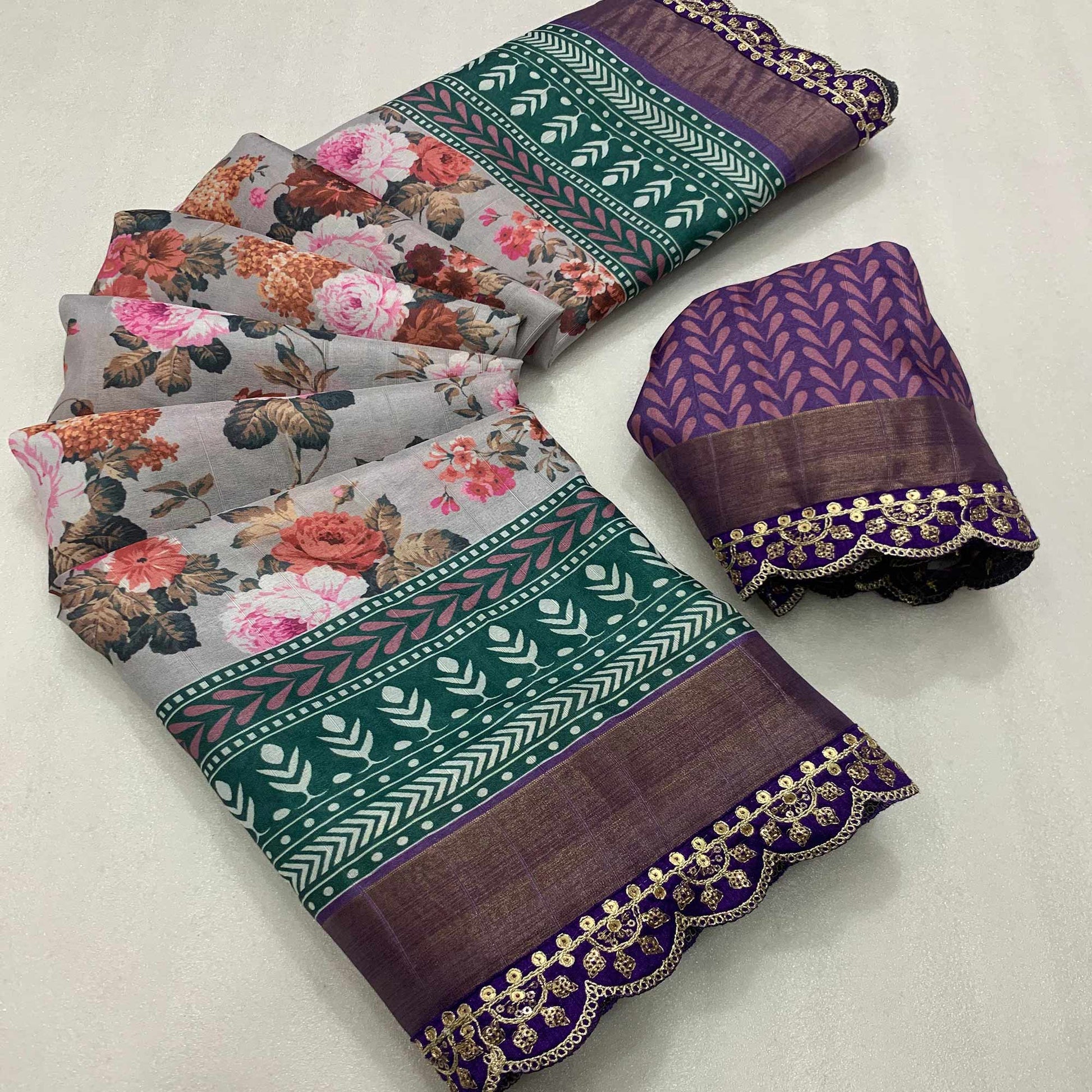 grey-floral-digital-printed-tussar-silk-saree-with-sequins-embroidered-border