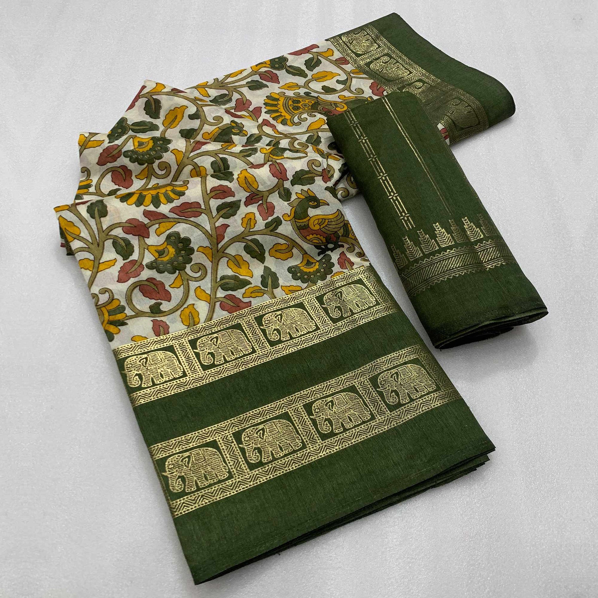 green-kalamkari-printed-dola-silk-saree