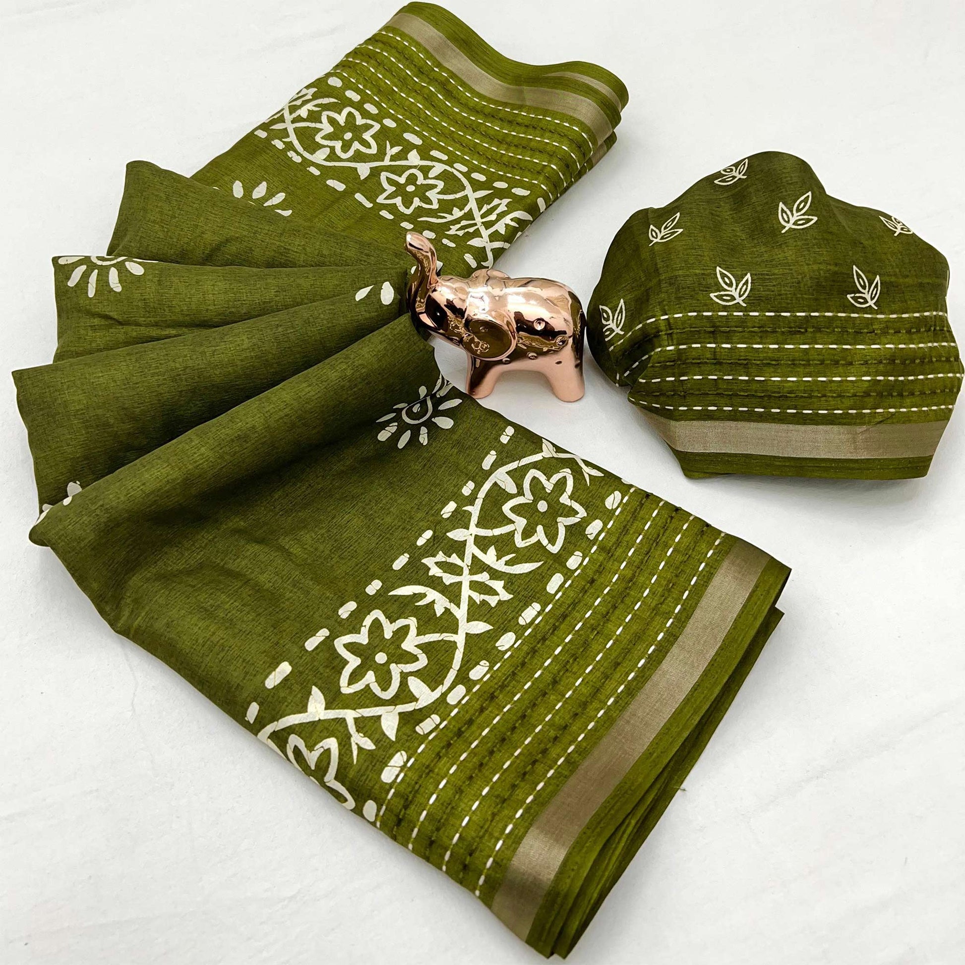 green-floral-printed-cotton-crepe-saree-with-katha-zari-border