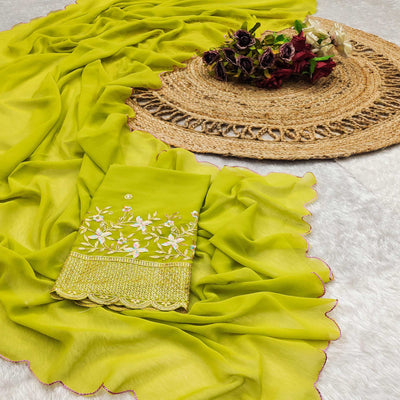 green-solid-georgette-saree-with-embroidered-border-2