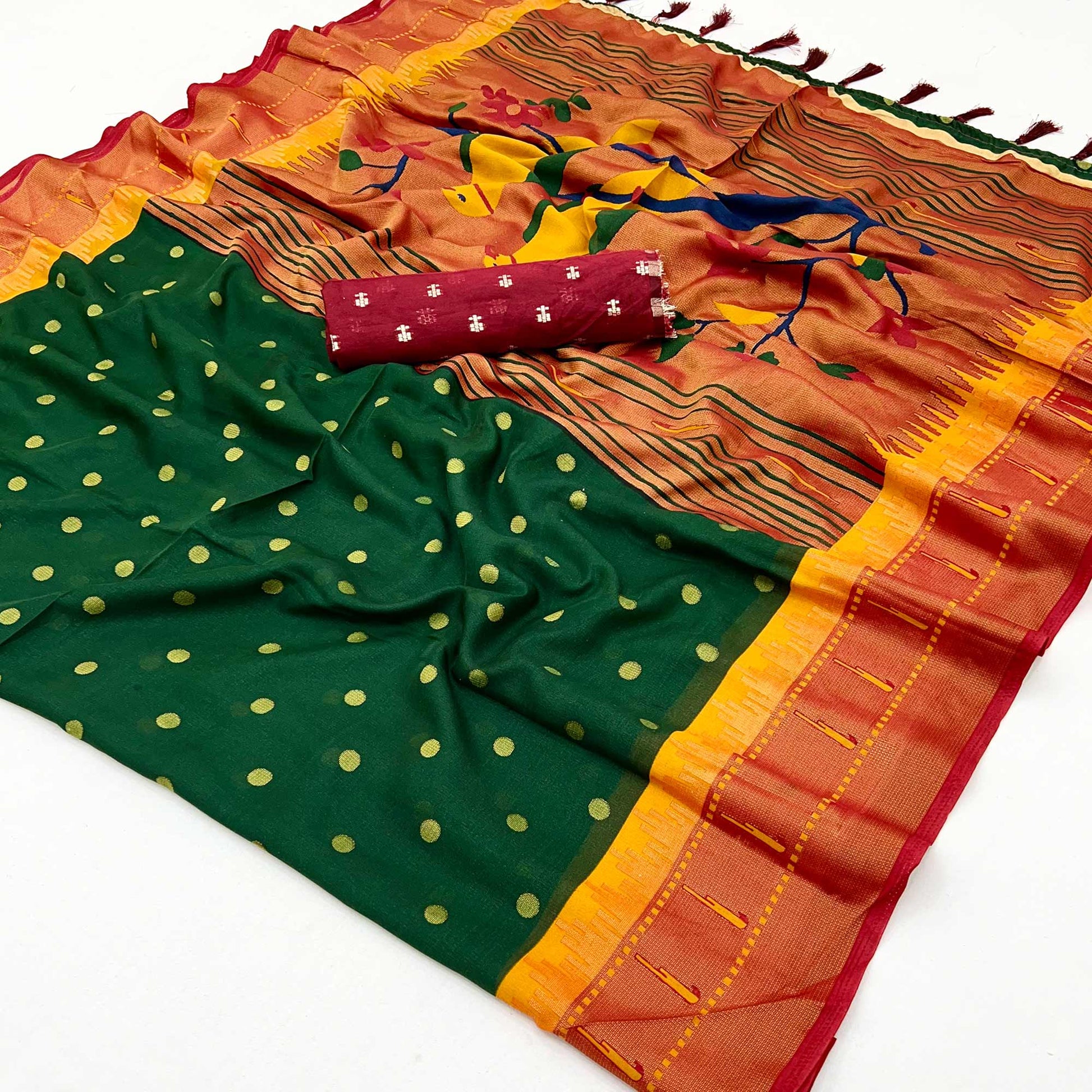 green-woven-brasso-paithani-saree-with-tassels