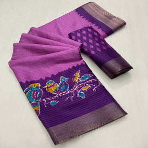 Pink Printed Dola Silk Saree