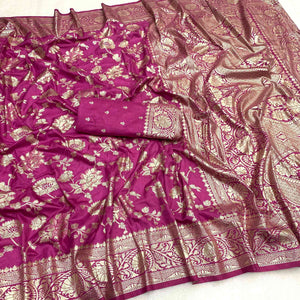 Magenta Zari Woven Dola Silk Saree