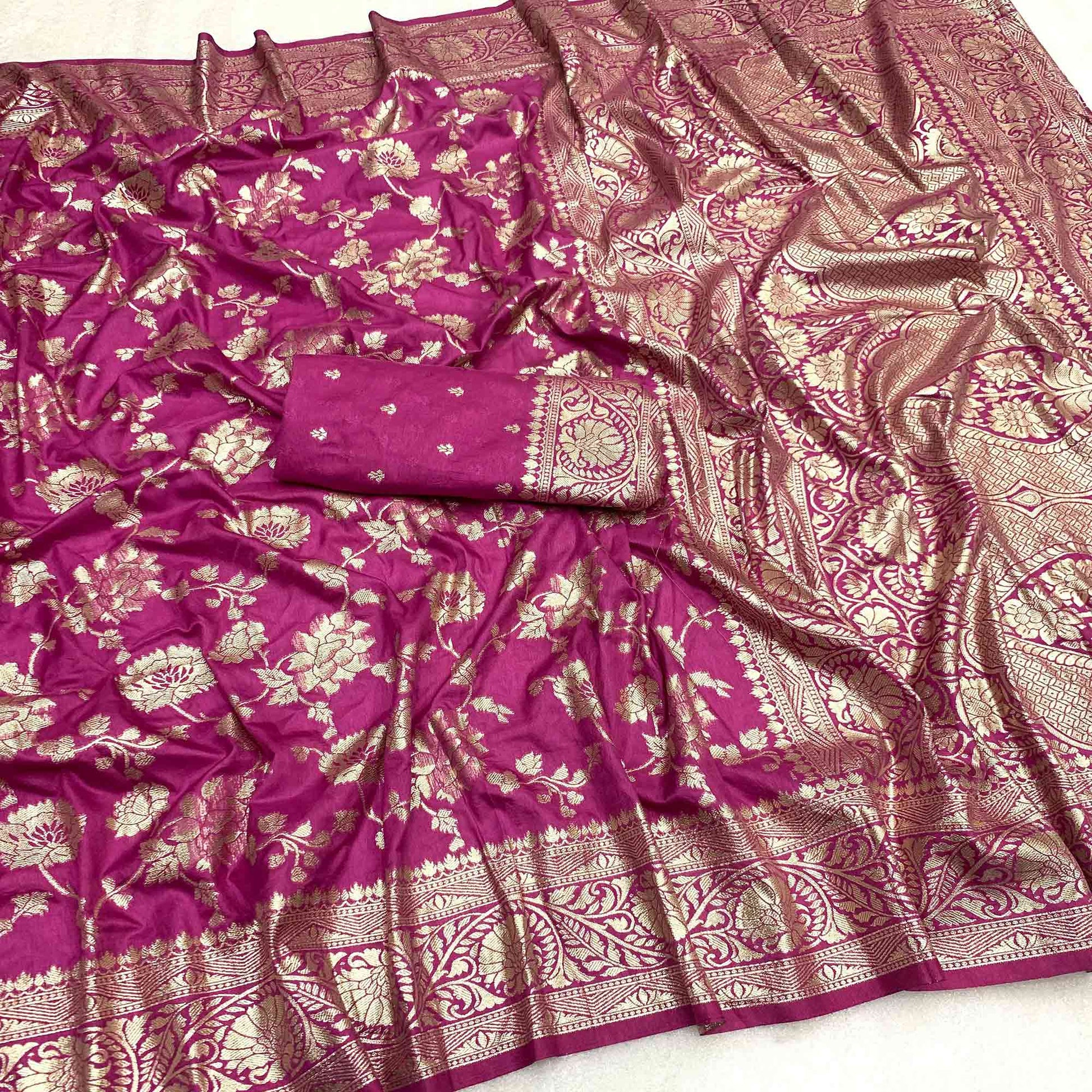 Magenta Zari Woven Dola Silk Saree