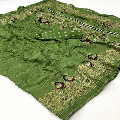 green-floral-foil-printed-georgette-saree-5