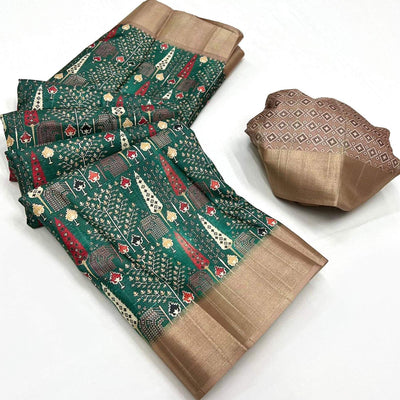 green-floral-digital-printed-tussar-silk-saree-3