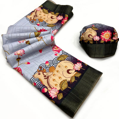 grey-black-floral-digital-printed-tussar-silk-saree