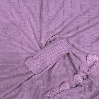 Lavender Woven Chiffon Saree with Tassels