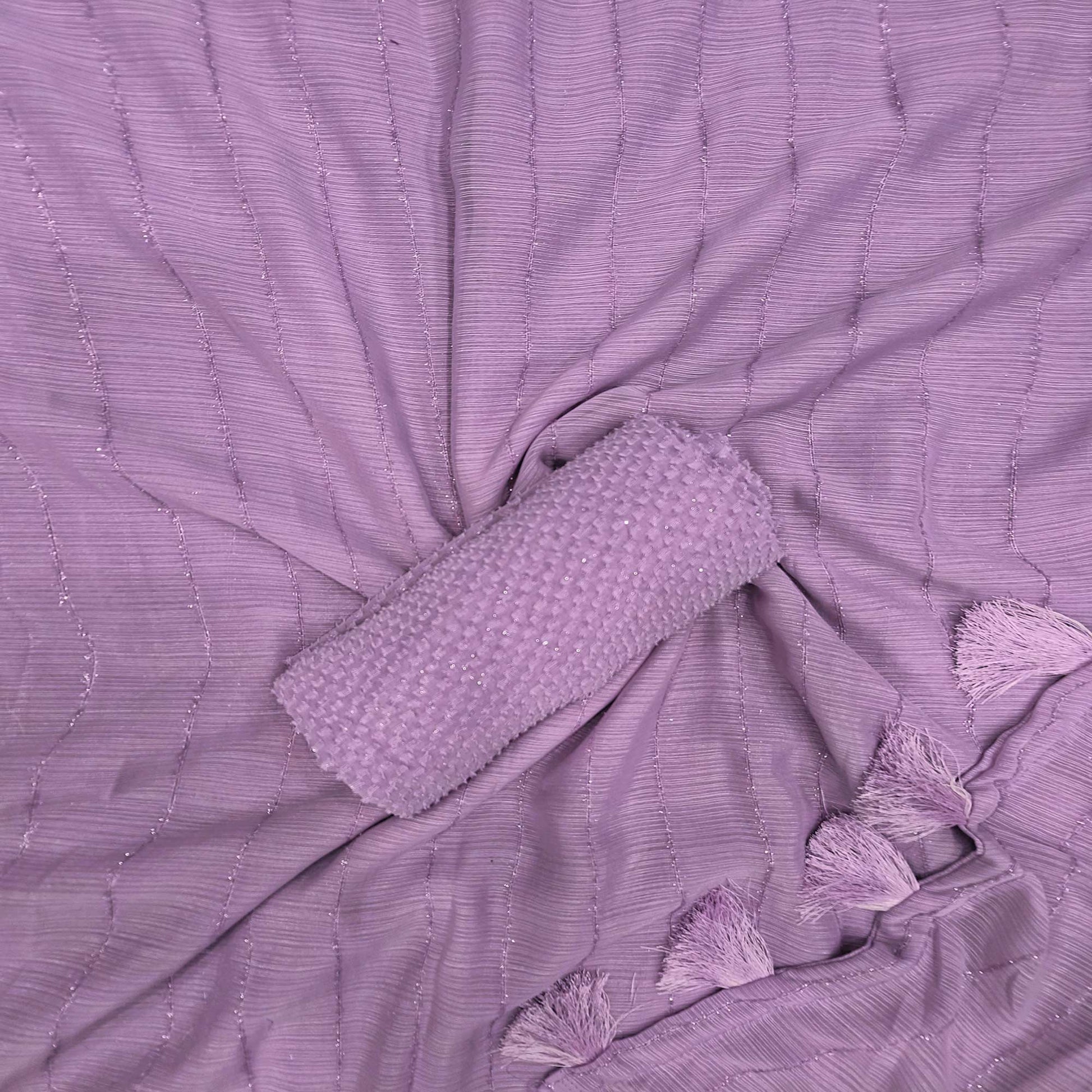 Lavender Woven Chiffon Saree with Tassels