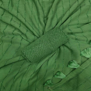 Light Green Woven Chiffon Saree with Tassels