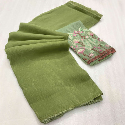 green-solid-crunchy-crepe-saree-with-embroidery-border