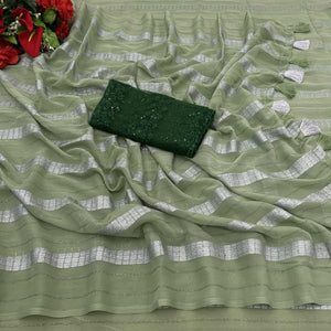 green-zari-striped-georgette-saree-with-tassels