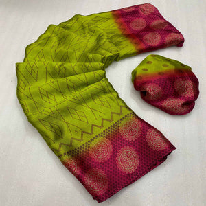 green-geometric-printed-chiffon-saree-7