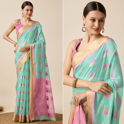 Blue Zari Woven Cotton Silk Saree