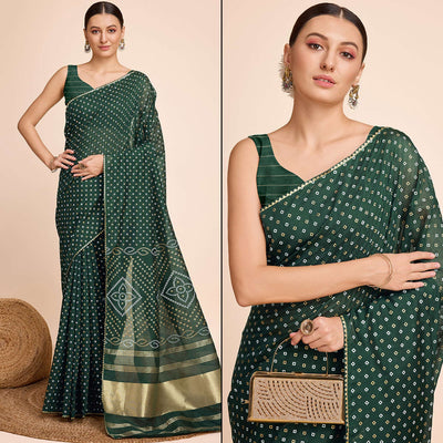 green-bandhani-printed-cotton-silk-saree
