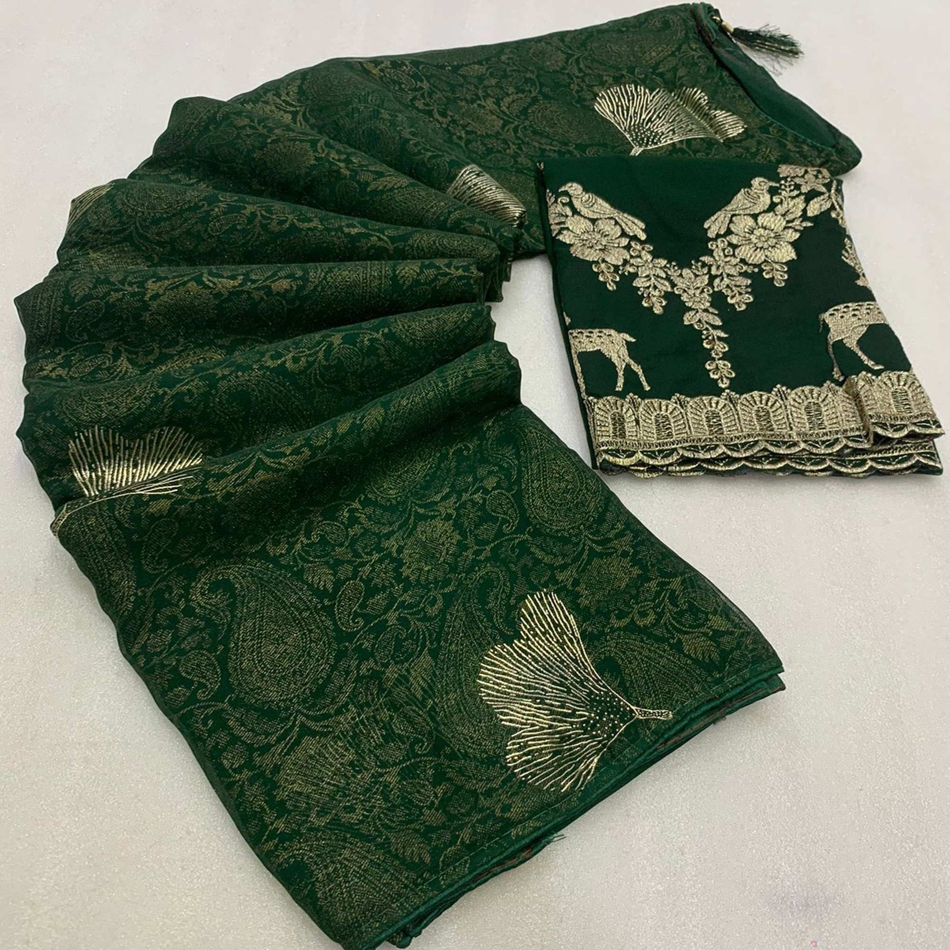 green-foil-printed-georgette-saree-6