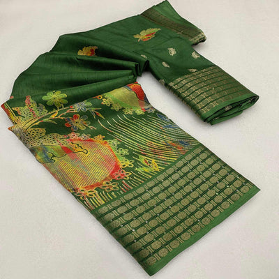 green-printed-dola-silk-saree-with-sequins-border