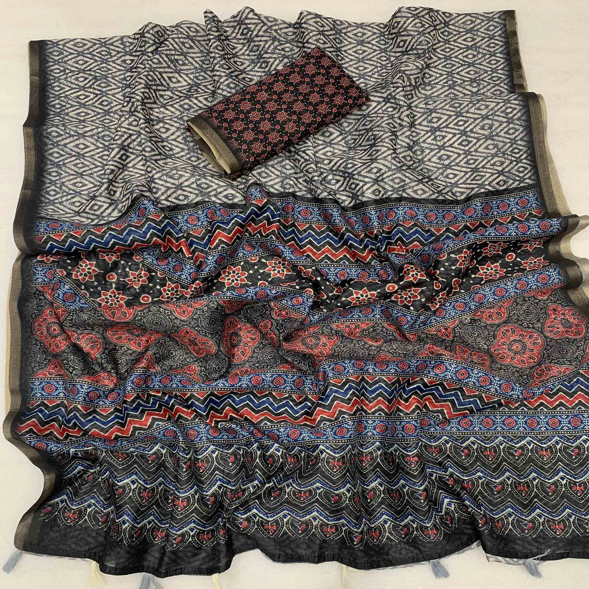 grey-ajrakh-printed-chanderi-saree-with-zari-border
