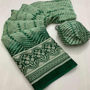 green-shibori-foil-printed-chiffon-saree