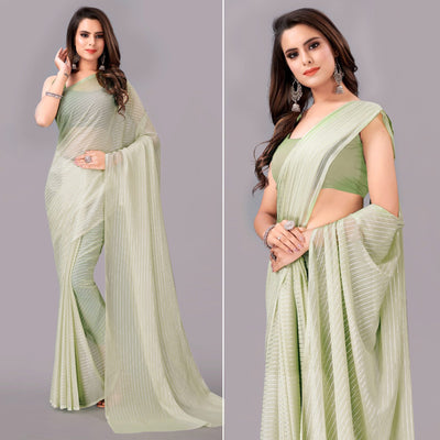 green-striped-foil-printed-georgette-saree