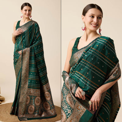 green-floral-woven-pure-silk-saree