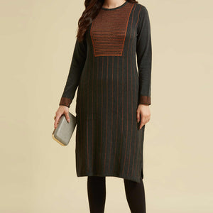 Grey Woolen Straight Kurti