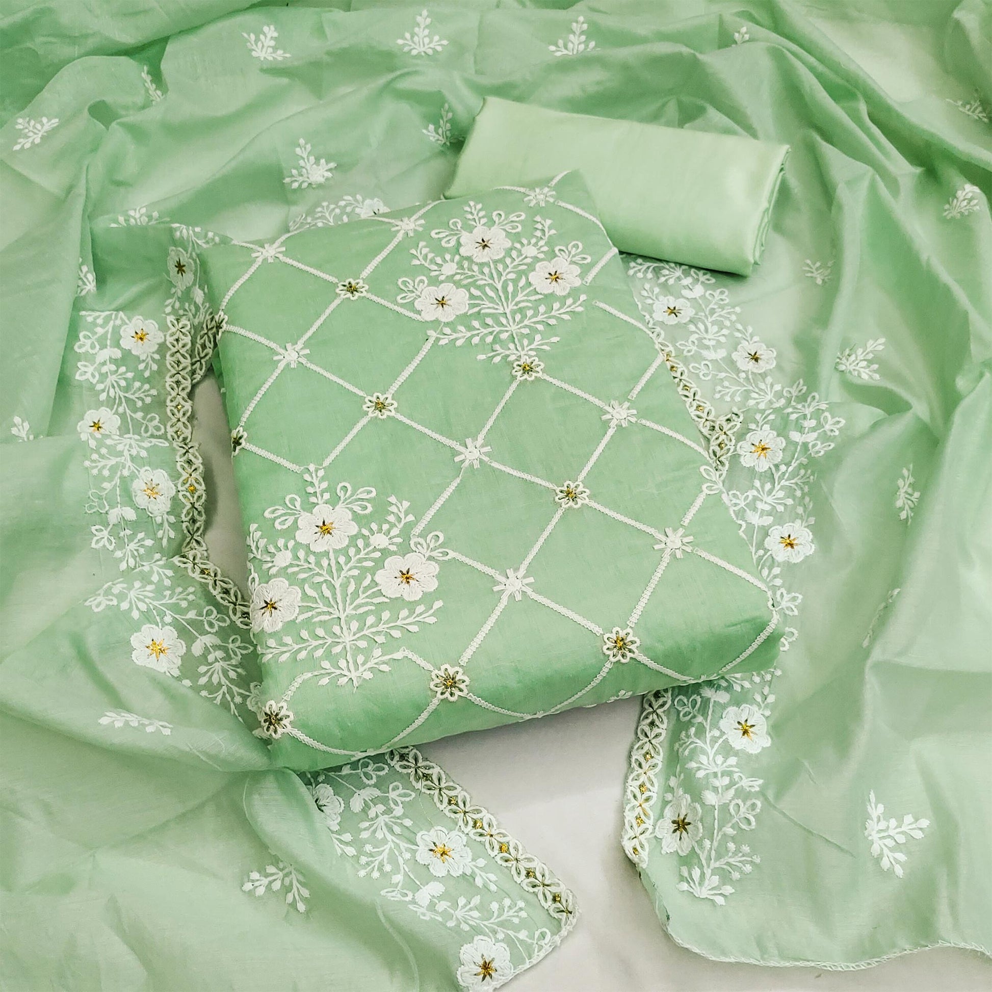 green-floral-embroidered-chanderi-cotton-dress-material