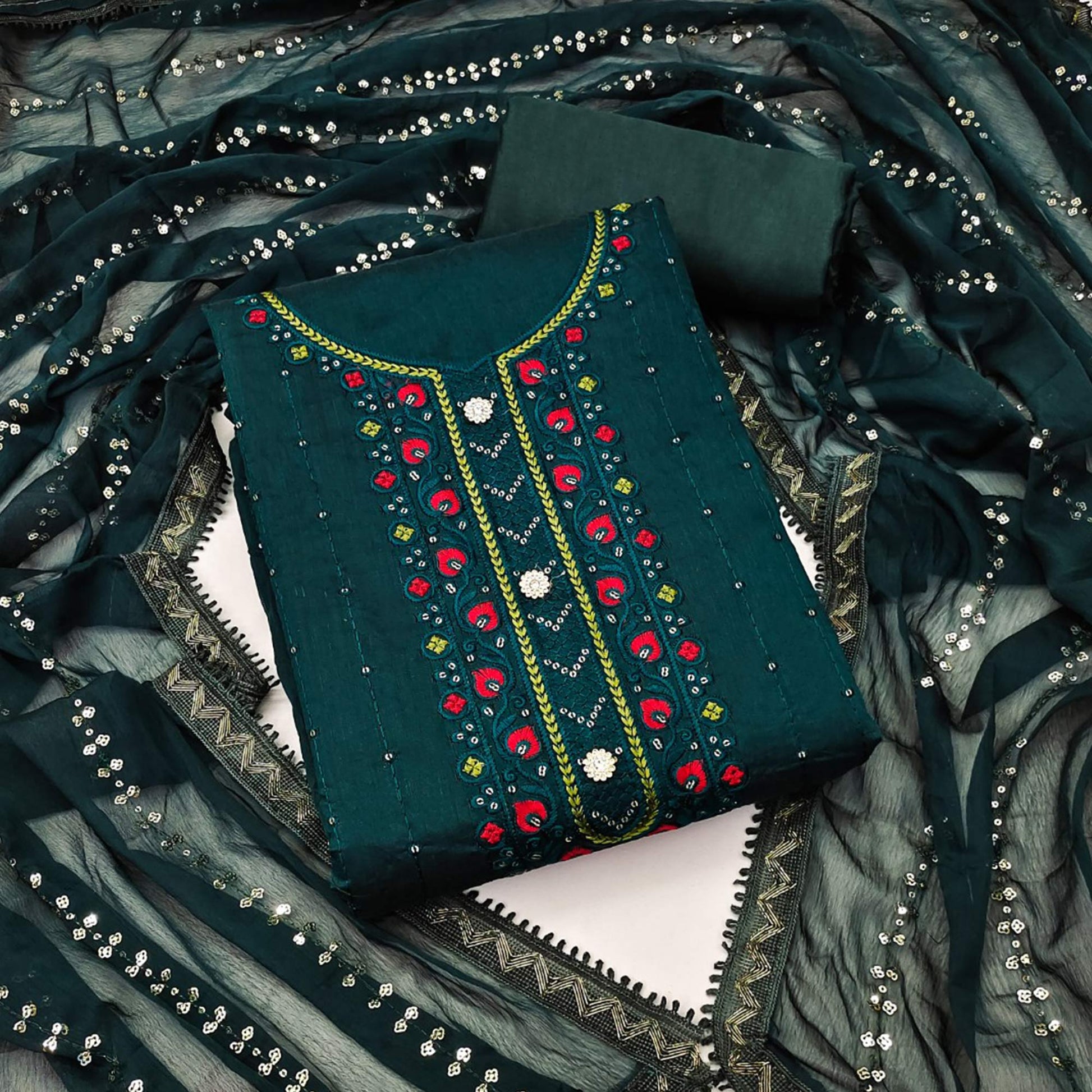 green-sequins-embroidered-chanderi-dress-material-2