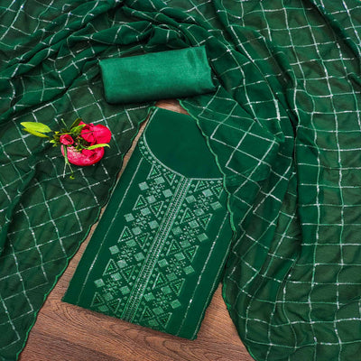 green-sequins-embroidered-georgette-dress-material-3