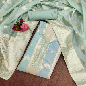 green-floral-woven-with-hand-embroidered-jacquard-dress-material-1