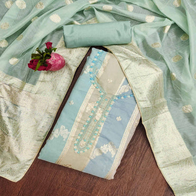 green-floral-woven-with-hand-embroidered-jacquard-dress-material-1