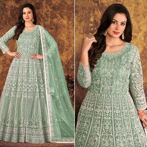 green-floral-embroidered-net-semi-stitched-dress-material