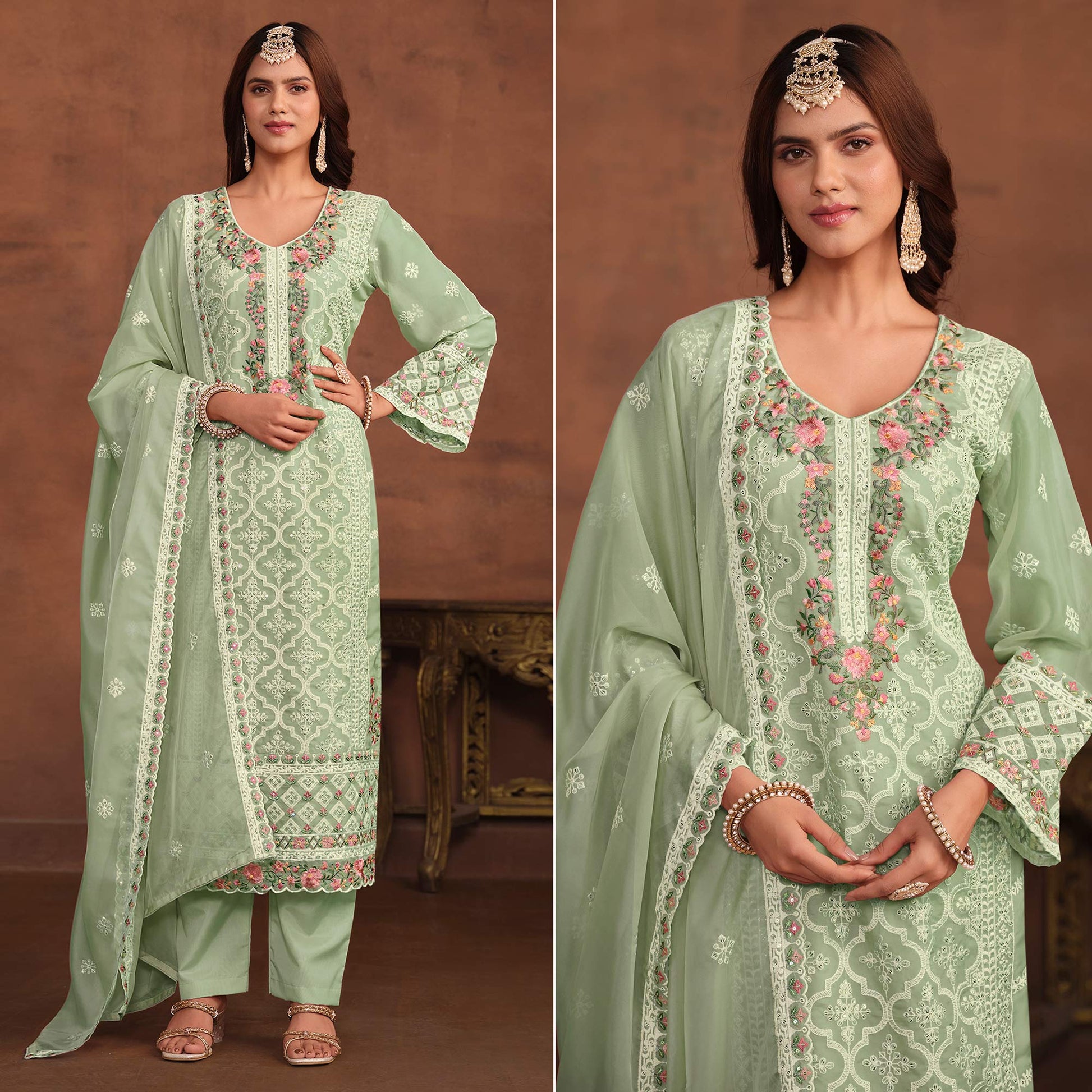 green-floral-embroidered-organza-semi-stitched-suit-1