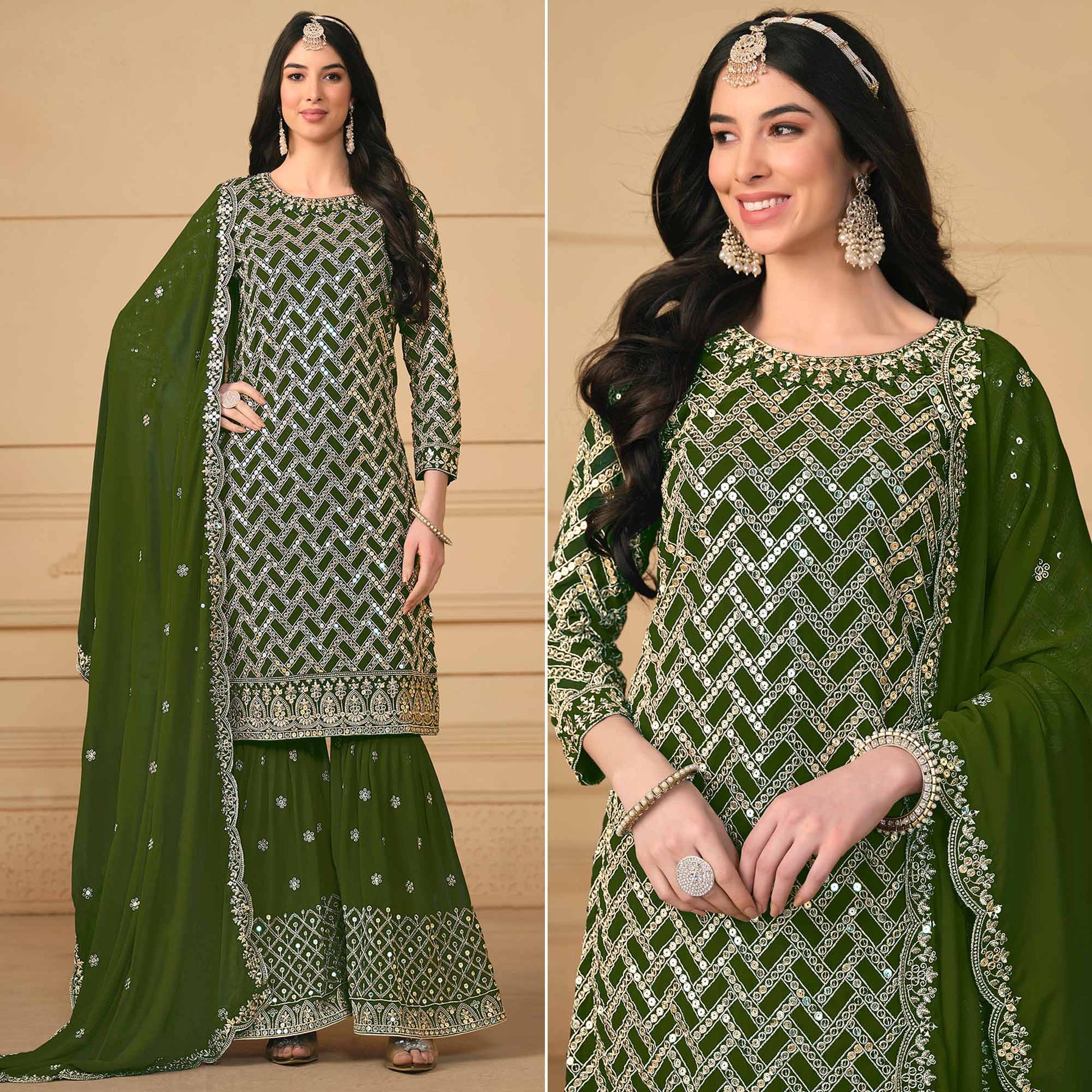green-sequins-embroidered-georgette-semi-stitched-sharara-suit-3