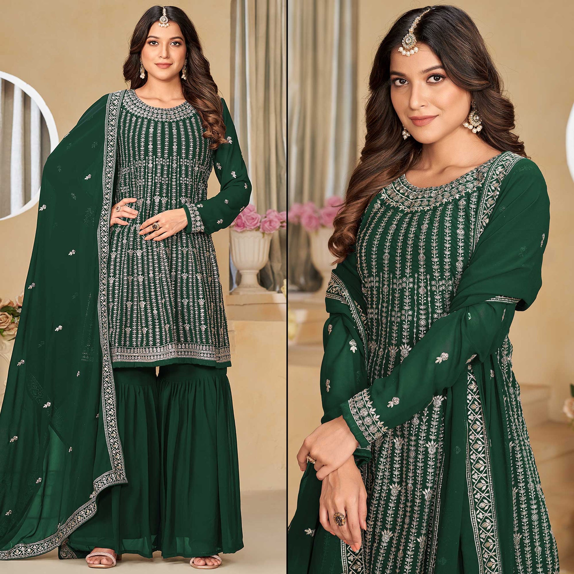 green-floral-sequins-embroidered-georgette-semi-stitched-sharara-suit