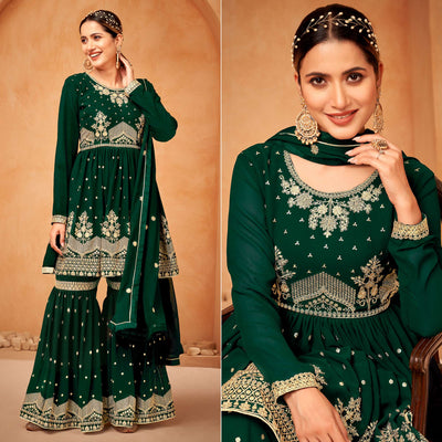 green-floral-sequin-embroidered-georgette-semi-stitched-suit