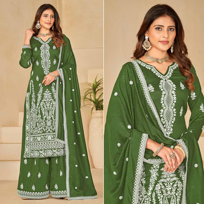 green-floral-embroidered-art-silk-semi-stitched-palazzo-suit