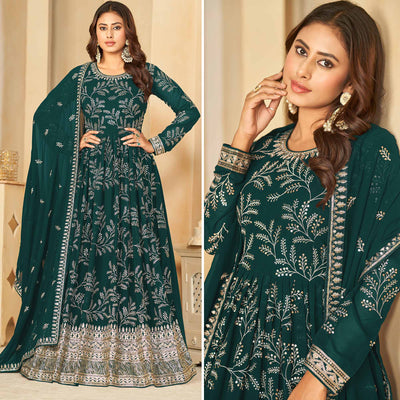 green-sequins-embroidered-georgette-anarkali-style-semi-stitched-gown